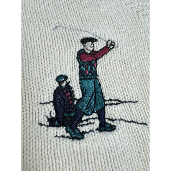 Vintage Croft And Barrow Golf Sweater Mens XL Cream Knit Crew Neck - Picture 2 of 8
